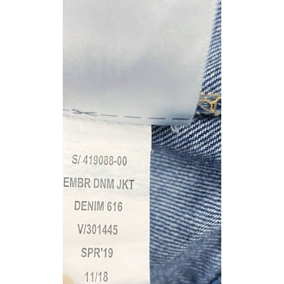 Gap Girls Floral Flowers Embroidered Denim Blue Jean Jacket Pocket XL - Picture 10 of 12